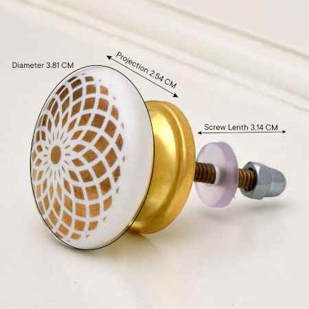 6 Pieces Golden Flat Ceramic Drawer Knobs
